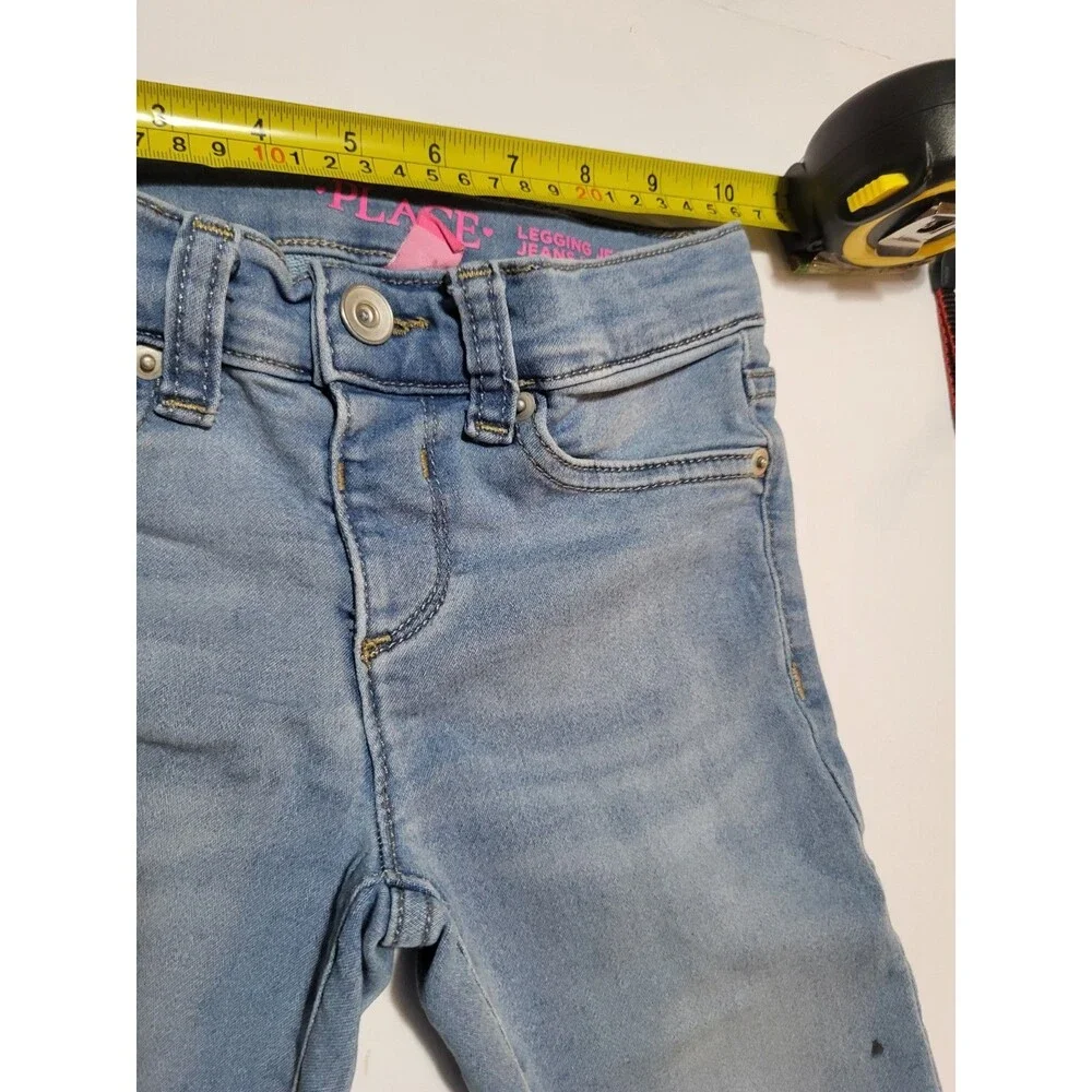 ​Childrens Place Girls Size 6/7 Skinny Jean Leggings Denim Adj Waist Medium Wash